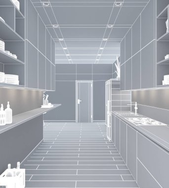 3D iç işleme bir apartman