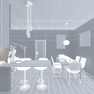 3D iç işleme bir apartman