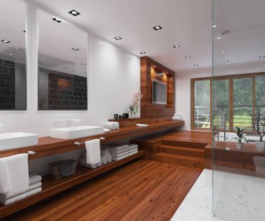 3D iç işleme modern bir banyo