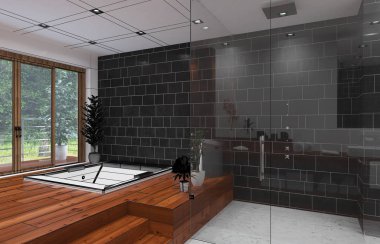 3D iç işleme modern bir banyo
