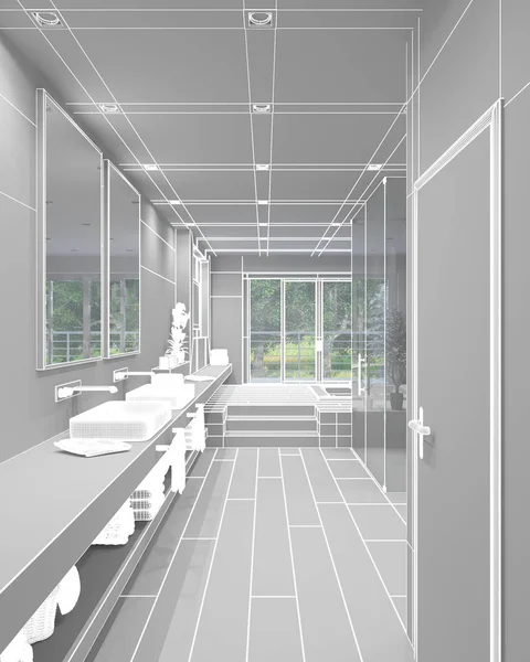 3D Interior rendering of a modern bathroom — Stock Photo, Image
