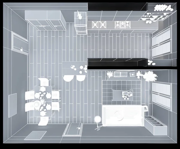 3D Interior renderização de um apartamento — Fotografia de Stock
