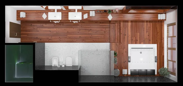 3D Interior rendering of a modern bathroom
