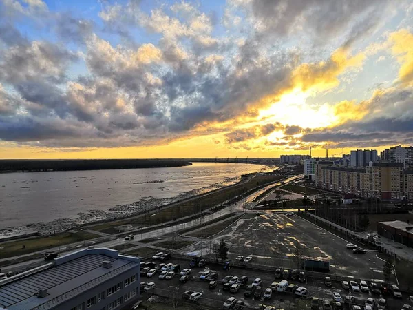 Geurwolken Bedekken Zonsondergang — Stockfoto