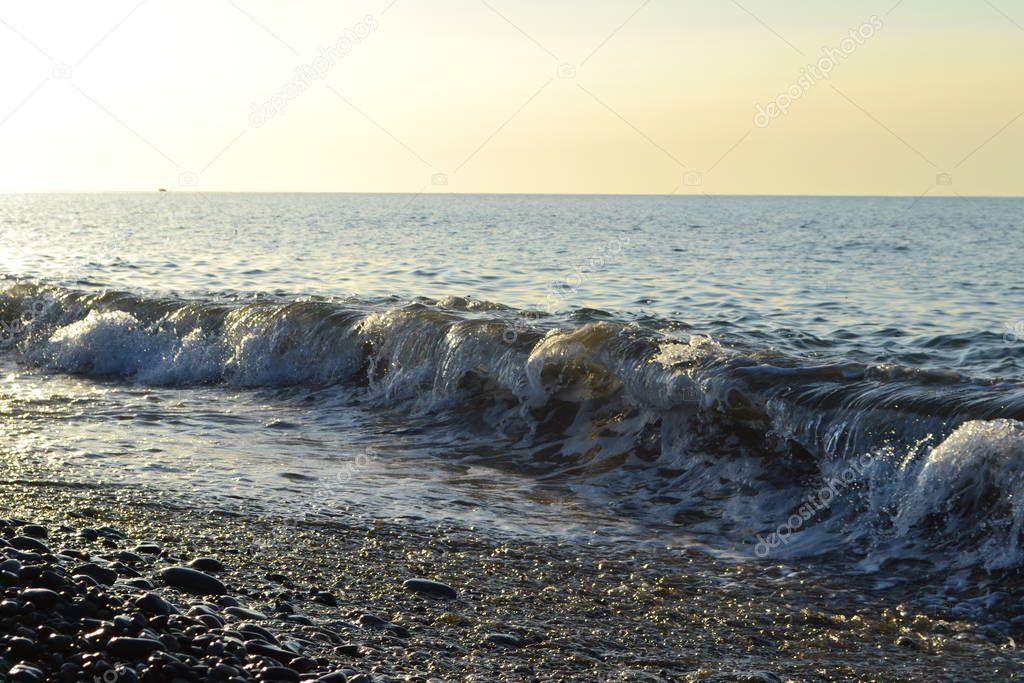 sea waves rushing to the shore