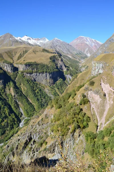 Beautiful Mountain Landscape Sunny Day Caucasus Mountain Range Georgian Military — Stock Photo, Image