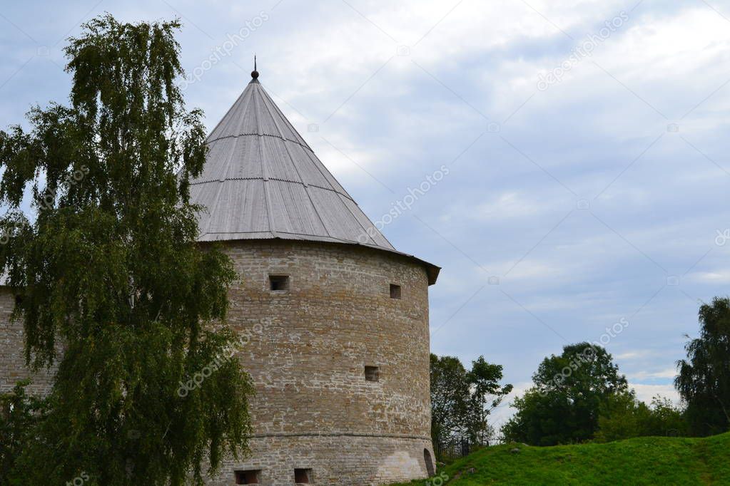 tower of an old fortress in Staraya Ladoga