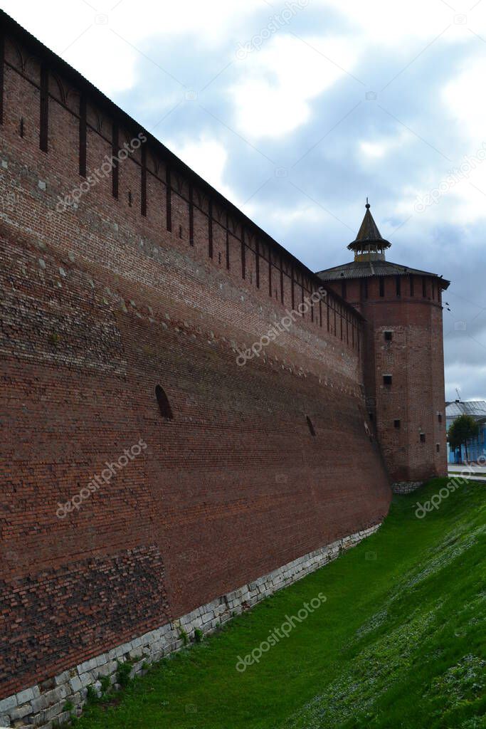 Walls and towers of the Kolomna Kremlin. Moscow oblast. Russia.