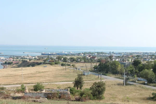 Zeegezicht Achtergrond Van Bergen — Stockfoto