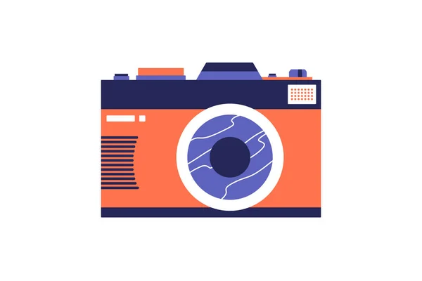 白色の背景に分離されたカラフルな写真カメラ 漫画風のベクトルイラスト カード ポスター テキスタイル ウェブ ソーシャルメディア デザインのためのテンプレート — ストックベクタ