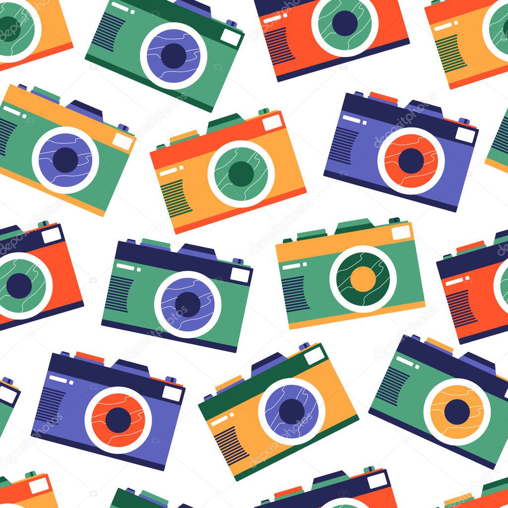 photo cameras pattern, simply vector illustration 