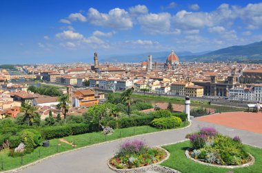 Piazzale Michelangelo İtalya Firenze genel bakış.