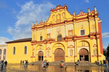 Cathedral in the historic centre San Cristobal de las Casas city in Mexico. clipart