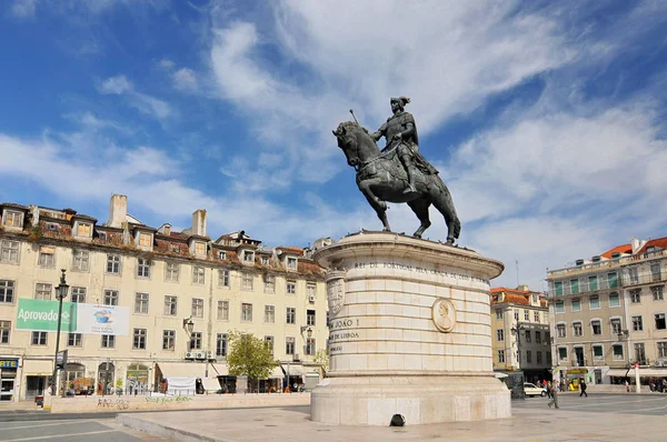 Portekiz, Lizbon, Figueira Meydanı Kral I. John 'un anıtı. — Stok fotoğraf
