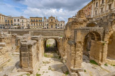 Roma Amphitheatre in Lecce, Puglia (Apulia), Güney Italya.