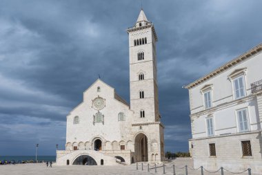 Trani Katedrali 'nin batı cephesi, Roma Katolik Katedrali, İtalya.