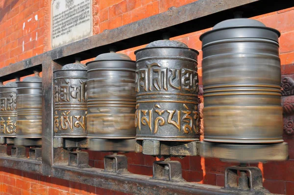 Nepal, Kathmandu, Ruote di preghiera, Swayambhunath stupa, Tempio delle scimmie . — Foto Stock