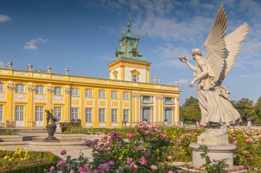 Angel's monument in the garden in Wilanow Royal Palace, Warsaw Poland. clipart