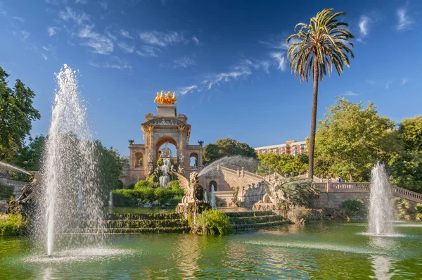 西班牙巴塞罗那 Ciutadella 公园喷泉. 图库图片