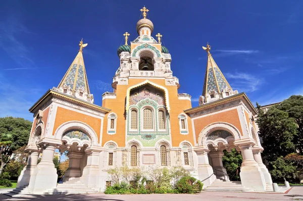 Kathedrale orthodoxe russe saint nicolas de nice, die russisch-orthodoxe kathedrale in nice, frankreich. — Stockfoto