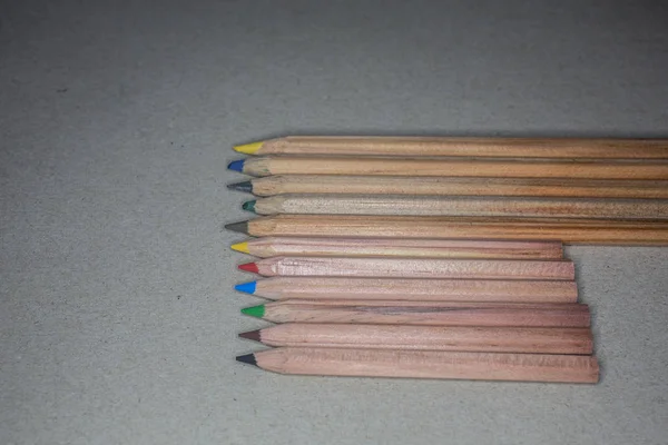 Wooden crayons of different colors — Stock Photo, Image