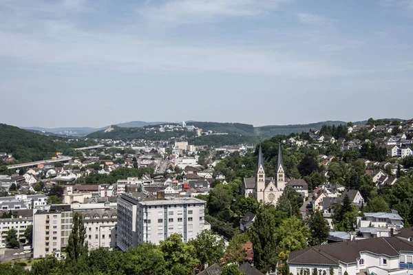 City of Siegen with highway from above — Stock Photo, Image