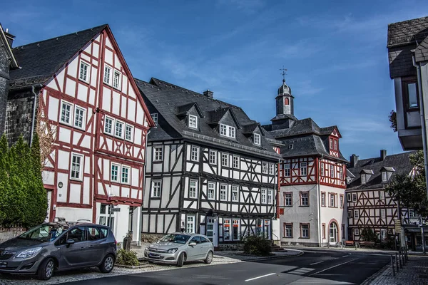 Houten huizen in de oude binnenstad van Dillenburg — Stockfoto