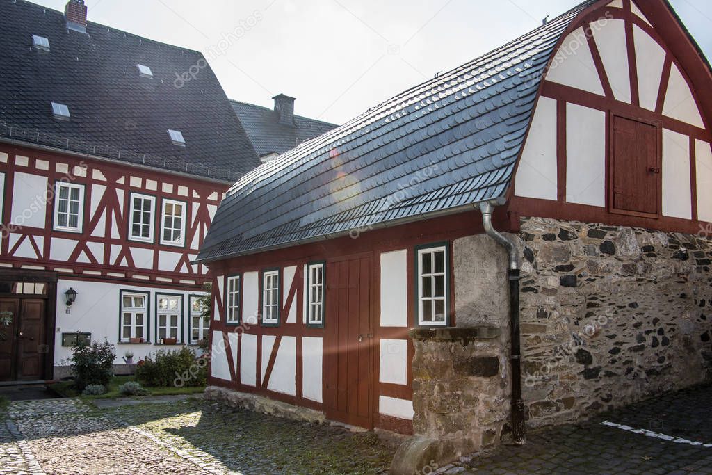 Half-timbered houses under the castle