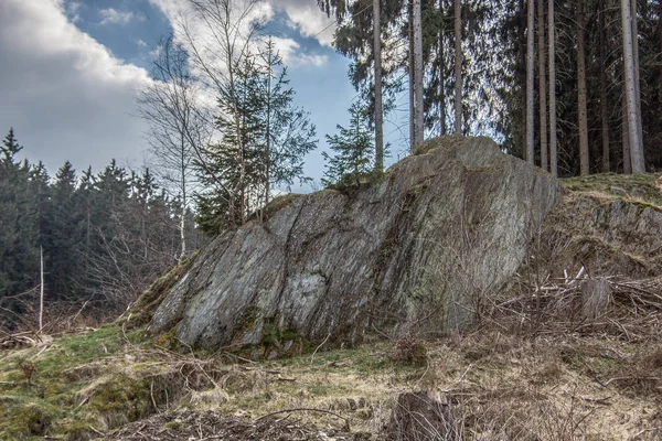 Borde del bosque con enormes rocas —  Fotos de Stock