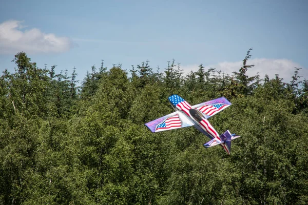 Vliegtuigen Lucht Boven Sportveld Huensborn — Stockfoto