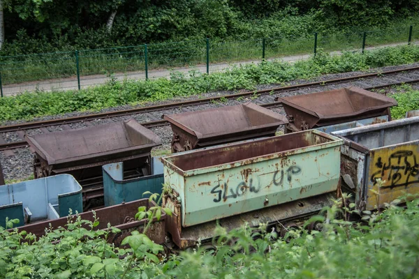 Ijzeren Goederenwagens Van Spoorweg — Stockfoto