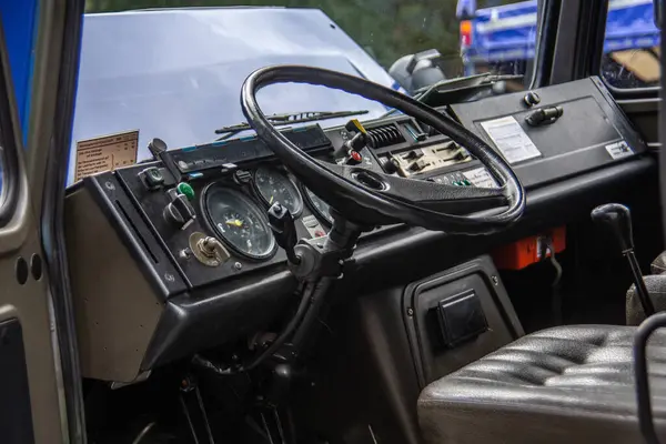 Cabina Guida Con Volante Cruscotto Camion — Foto Stock