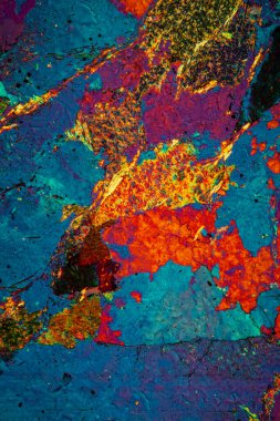 Mikroskop altında Gneiss başkalaşımlı kaya 100 x