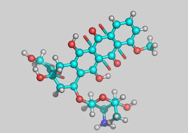 Modelo Molecular Doxorrubicina Con Átomos — Foto de Stock