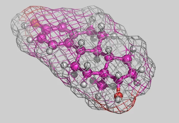 Atomları Olan Beta Estradiol Moleküler Modeli — Stok fotoğraf