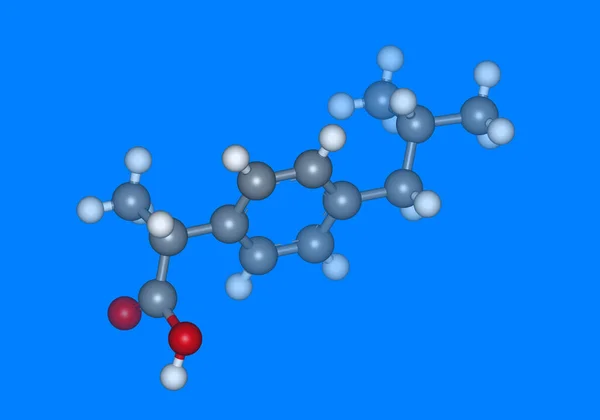 Modelo Molecular Ibuprofeno Com Átomos — Fotografia de Stock