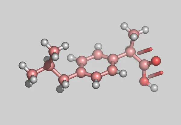 Ibuprofen Molekylär Modell Med Atomer — Stockfoto