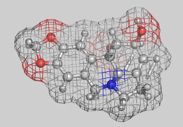 Atomları Olan Lycorine Moleküler Modeli — Stok fotoğraf