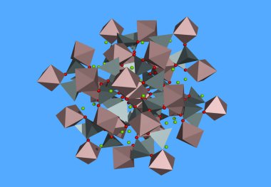 Atomları olan Pyrop moleküler modeli