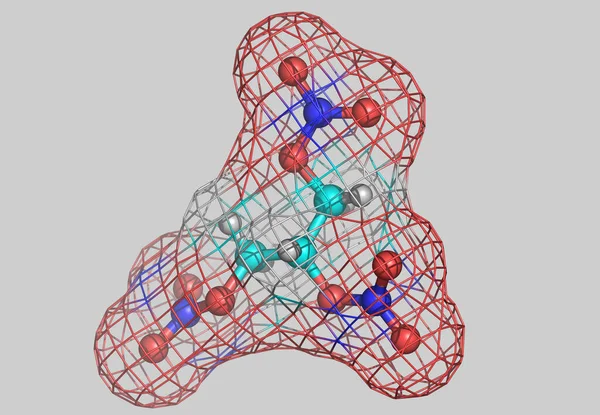 Modelo Molecular Nitroglicerina Com Átomos — Fotografia de Stock