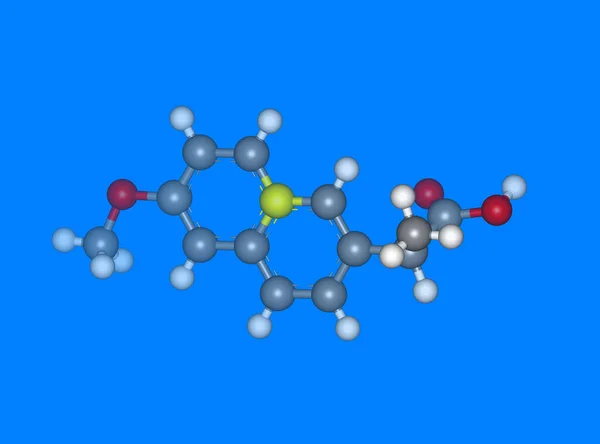 Model Molekularny Naproksenu Atomami — Zdjęcie stockowe