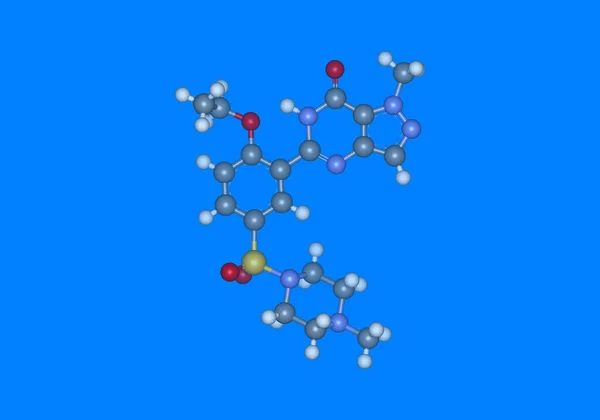 Viagra Molekuláris Modell Atomokkal — Stock Fotó