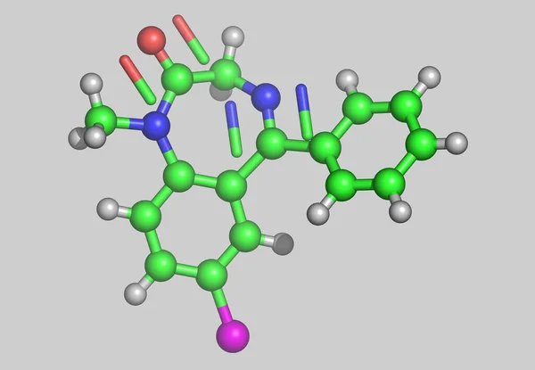 Modelo Molecular Valium Com Átomos — Fotografia de Stock