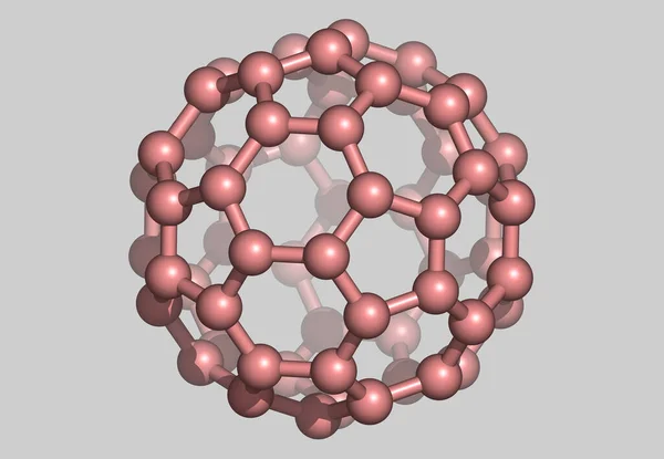 Bucky Ball Model Molekul Dengan Atom — Stok Foto