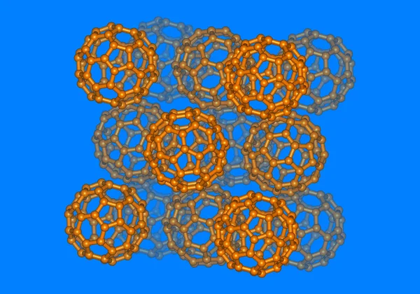 Bucky Ball molecular model with atoms