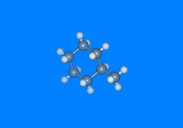 Metylcyklohexan Molekylär Modell Med Atomer — Stockfoto