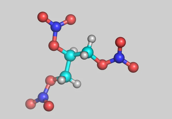 Nitroglycerinmolekylmodell Med Atomer — Stockfoto