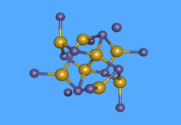 Pyrietmoleculair Model Met Atomen — Stockfoto