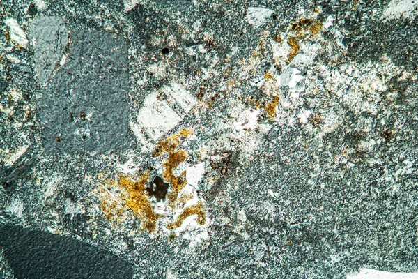 Roca Pórfido Bajo Microscopio 100X — Foto de Stock