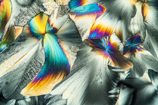 Γλουταμινικοί Κρύσταλλοι Πολωμένο Φως Κάτω Από Μικροσκόπιο 100X — Φωτογραφία Αρχείου